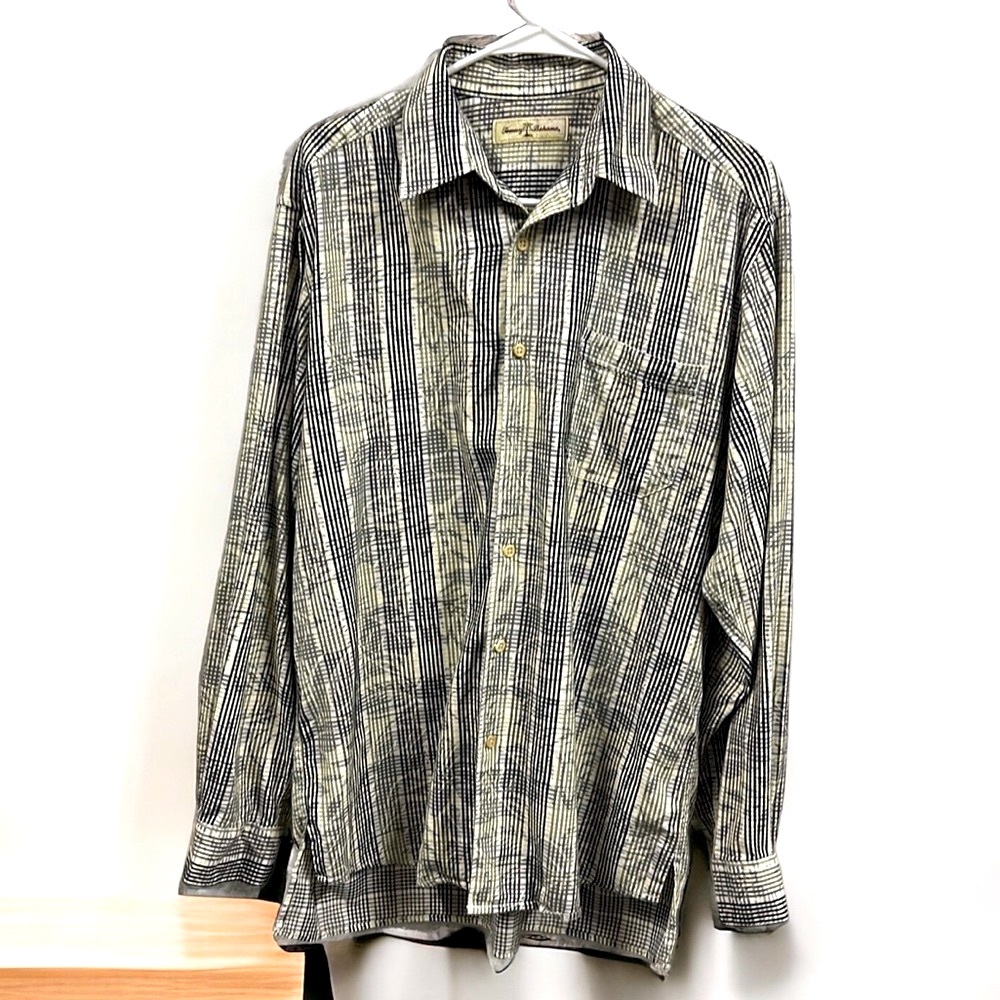 Tommy Bahama Tropical Cotton Long Sleeve Button Up Pocket Shirt Mens Medium